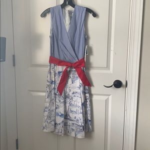 Blue and white dress with pockets